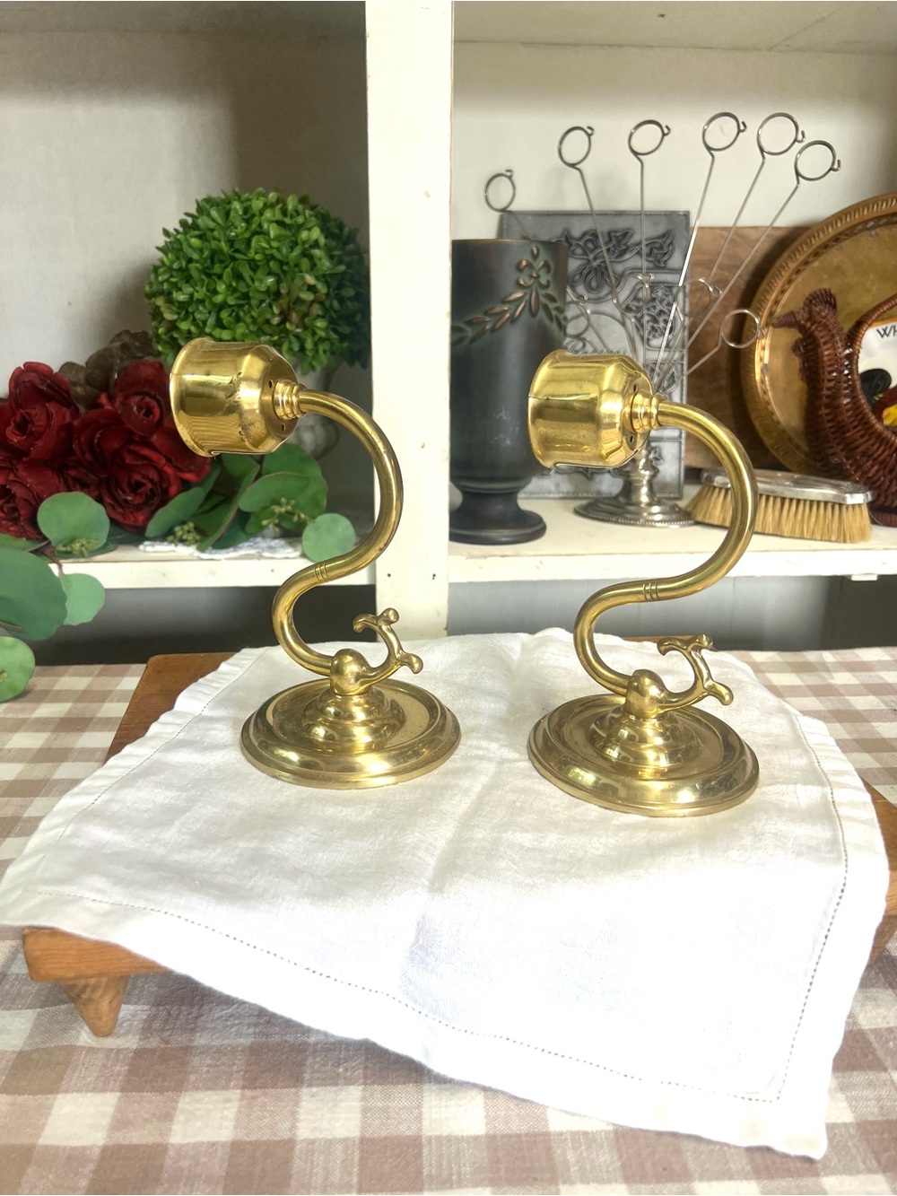 Vintage brass candle wall sconce regency grandma core decor